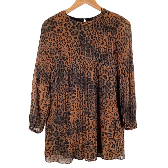 Zara Tops - Zara NWT Brown Leopard Print Plisse Style Mesh Layered Top Size XS